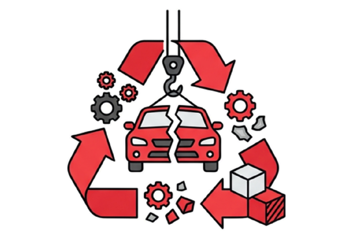 解体して再資源化します